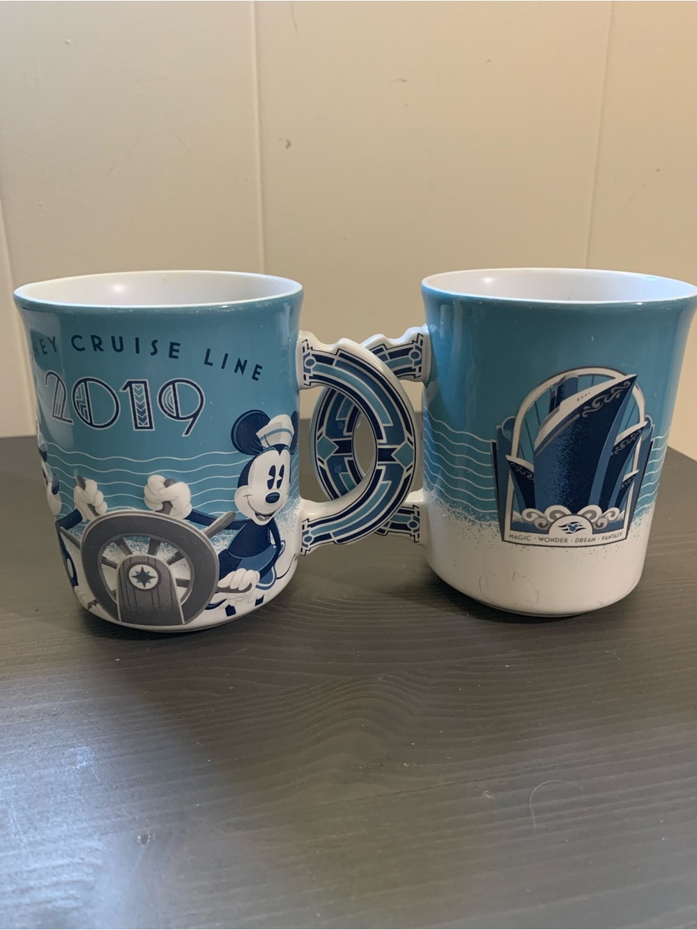 2019 Blue & White Linked Double Mug Set - Disney Cruise Line